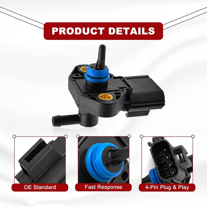KEVWR Fuel Injection Pressure Sensor Compatible with Ford, Lincoln Mercury Vehicles - Crown Victoria F250 Super Duty, Explorer, Focus, Mustang, E-150, OE#: CM5229, 0261230093, 3F2Z9G756AC - Image 3